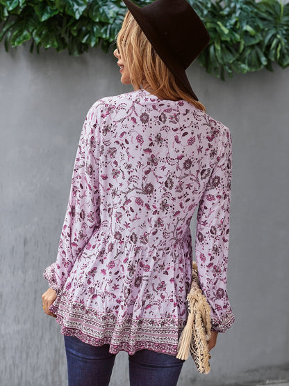 Floral Boho Button Down Blouse