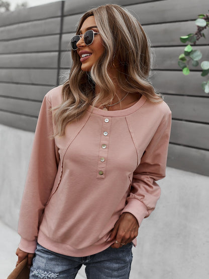 Half Button Front Sweater