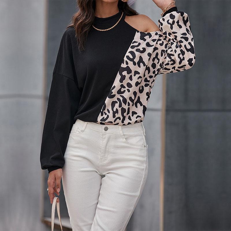 Two Tone One Shoulder Sweater