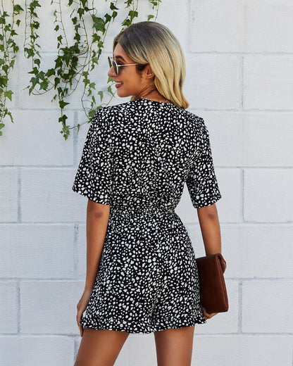 Tie Front Animal Print Romper