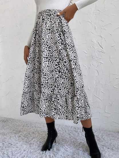 Gartered Floral Print Midi Skirt