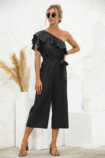 One Shoulder Ruffle Jumpsuit