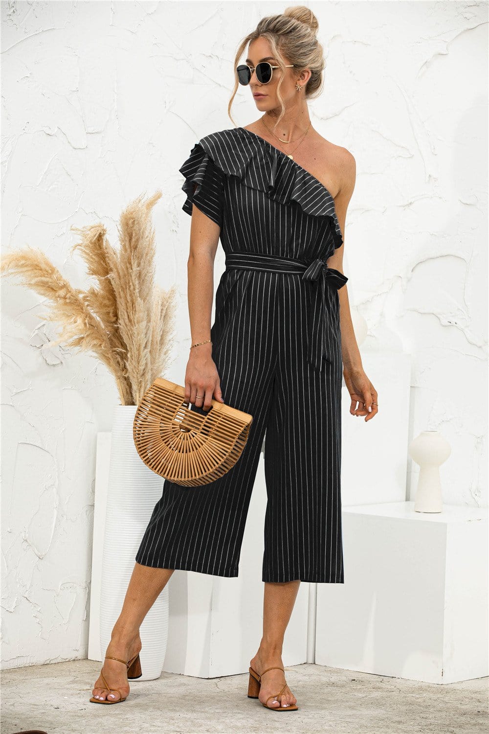 One Shoulder Ruffle Jumpsuit