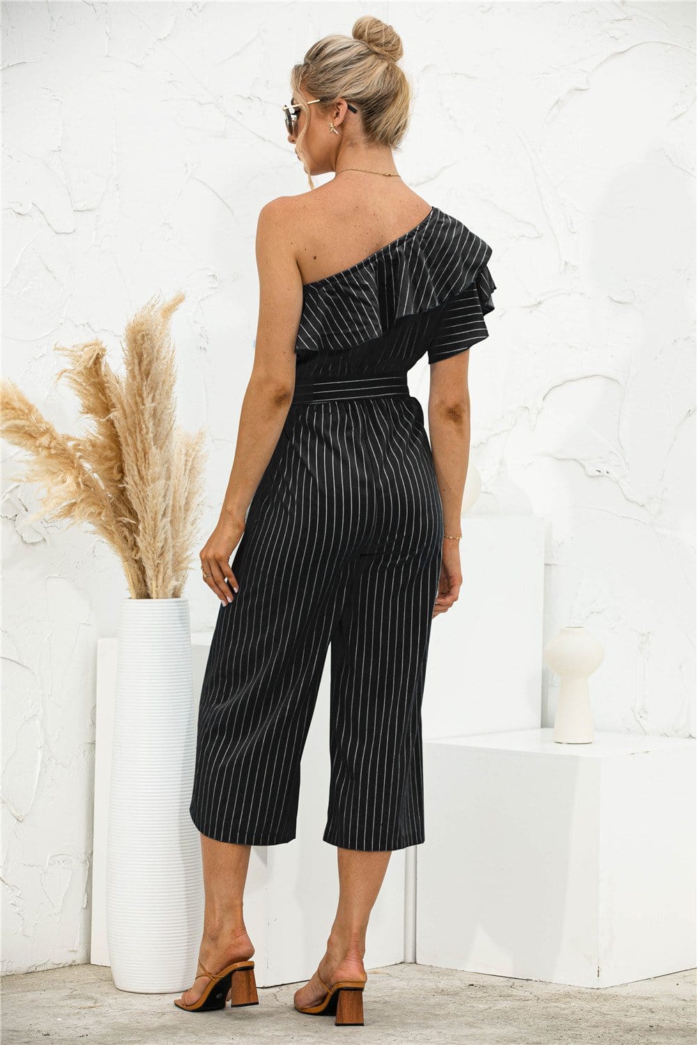 One Shoulder Ruffle Jumpsuit
