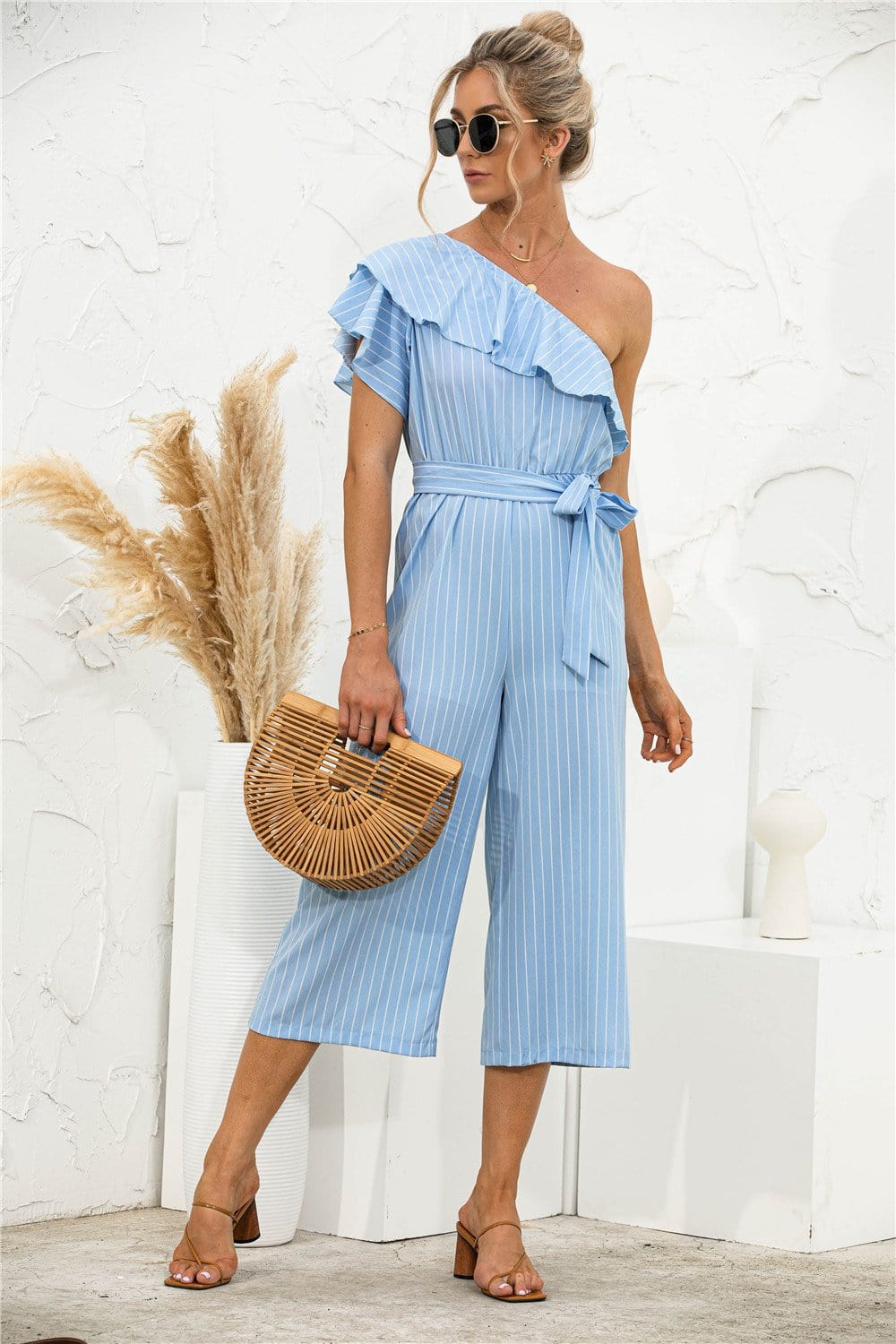 One Shoulder Ruffle Jumpsuit