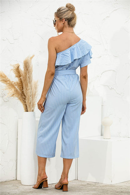 One Shoulder Ruffle Jumpsuit
