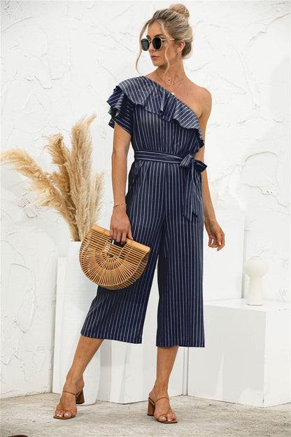 One Shoulder Ruffle Jumpsuit