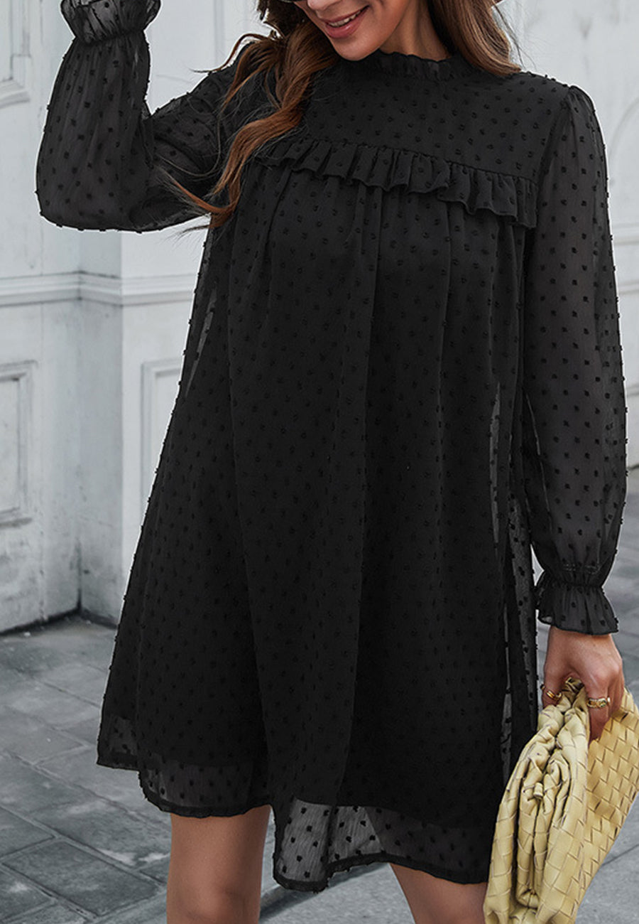 Vestido de lunares suizos con cuello con volantes