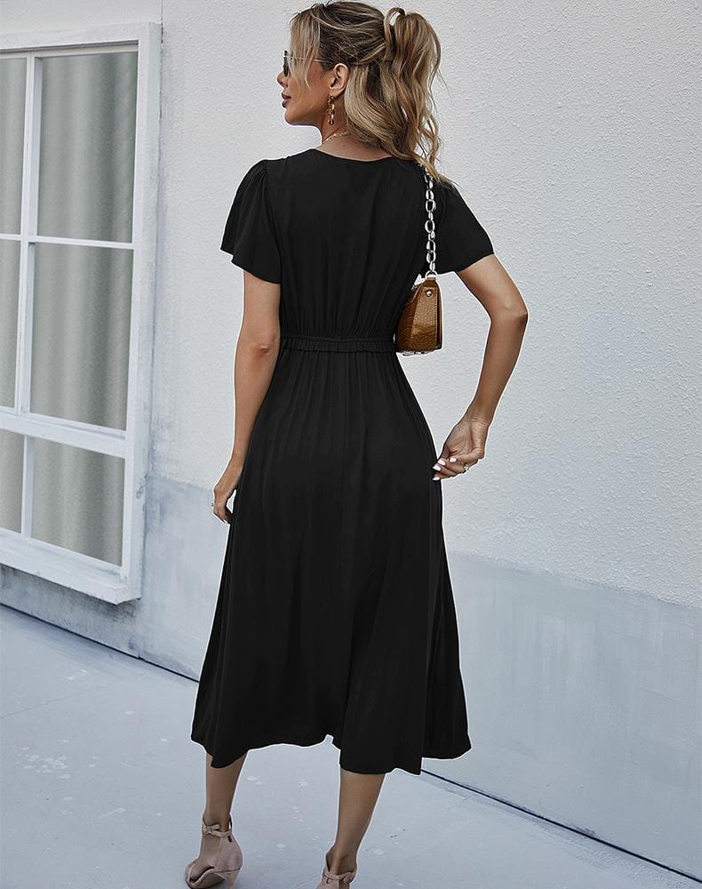 Vestido con cuello fruncido y mangas sueltas 