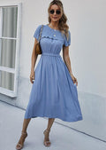 Vestido con cuello fruncido y mangas sueltas 