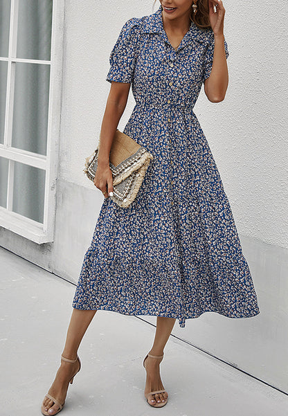 Floral Puff Sleeve Vintage Dress
