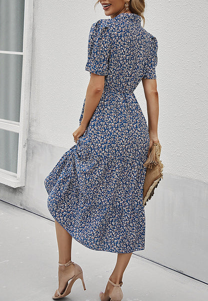Floral Puff Sleeve Vintage Dress