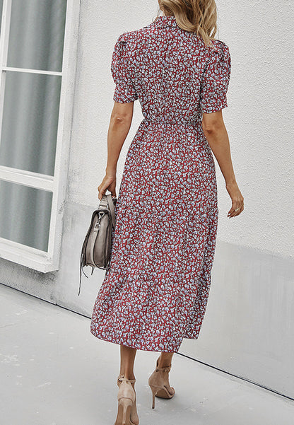 Floral Puff Sleeve Vintage Dress