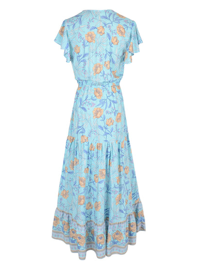 Floral Print Butterfly Sleeve Dress