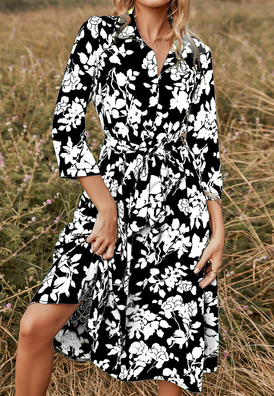 Vestido tipo polo con estampado floral