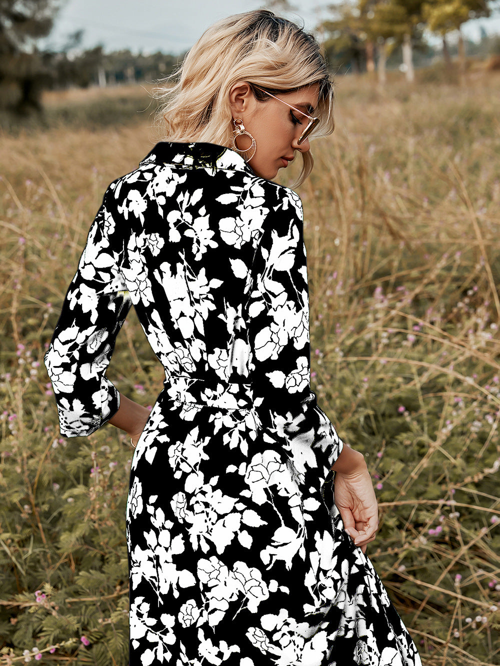Vestido tipo polo con estampado floral