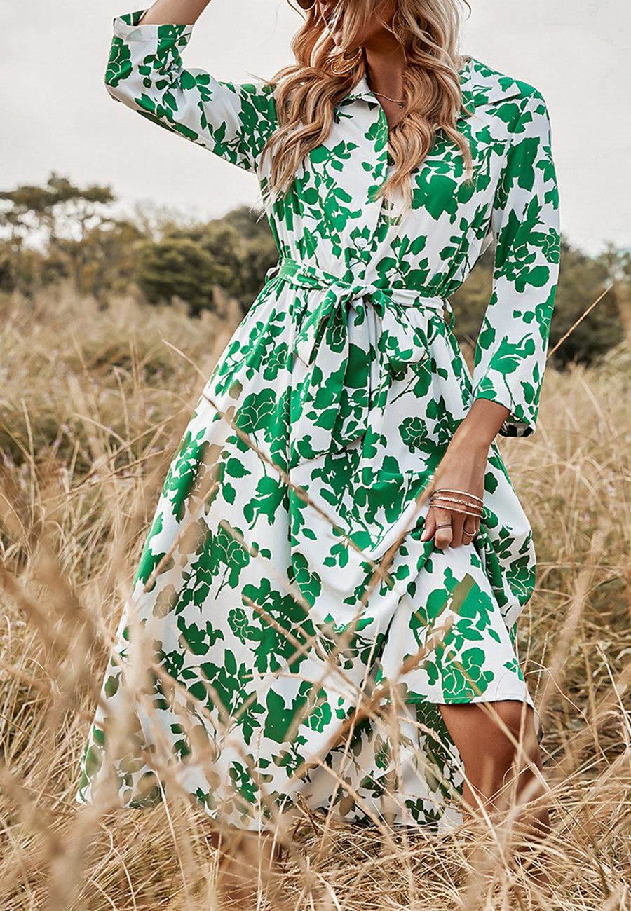 Vestido tipo polo con estampado floral