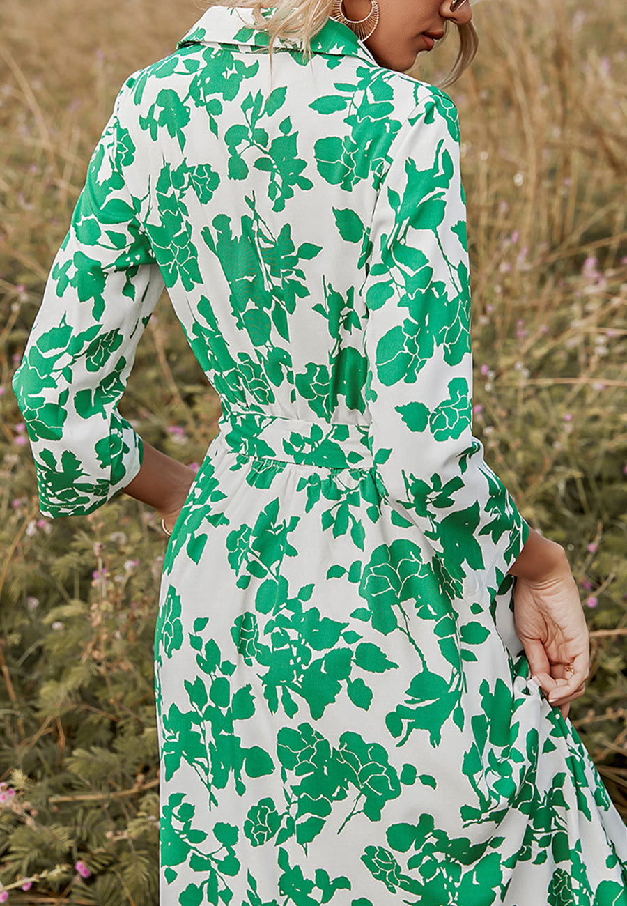 Vestido tipo polo con estampado floral