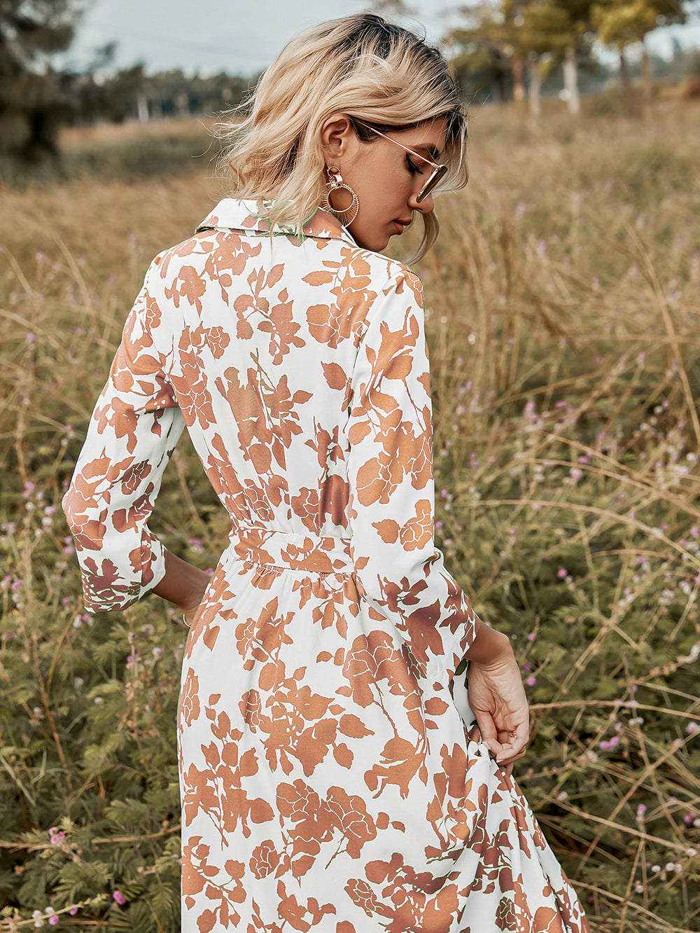 Vestido tipo polo con estampado floral