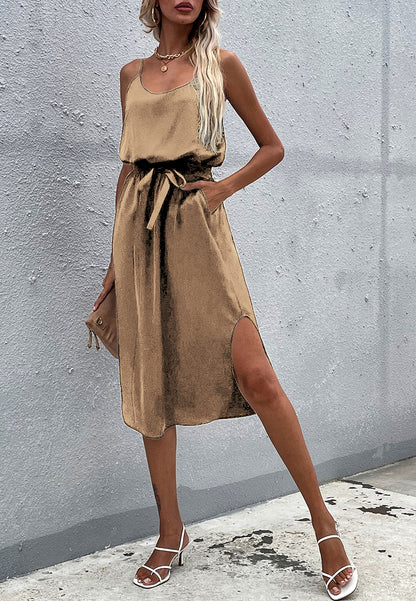 Solid Color Round Hem Dress
