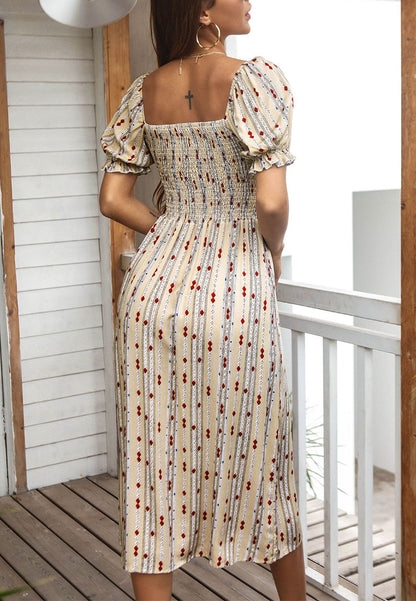 Aztec Print Slit Dress