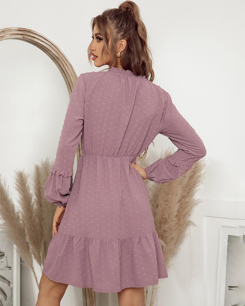 Swiss Dot Ruffle Sleeve Dress