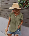 Tie Neck Flowy Sleeve Blouse