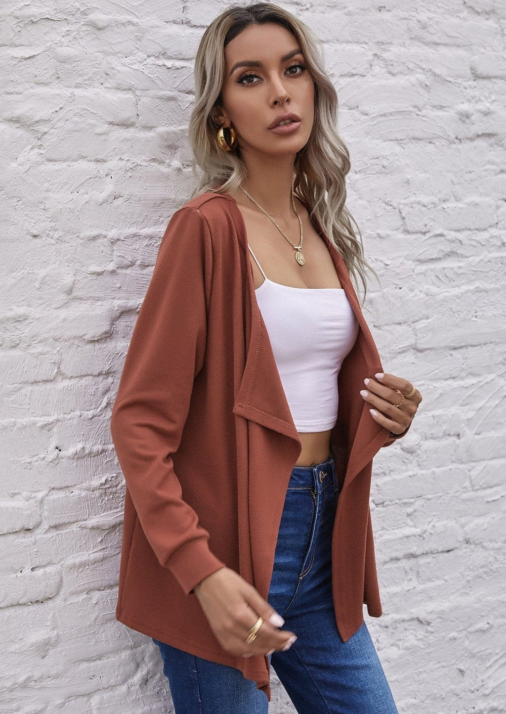 Chaqueta tipo chal abierta al frente