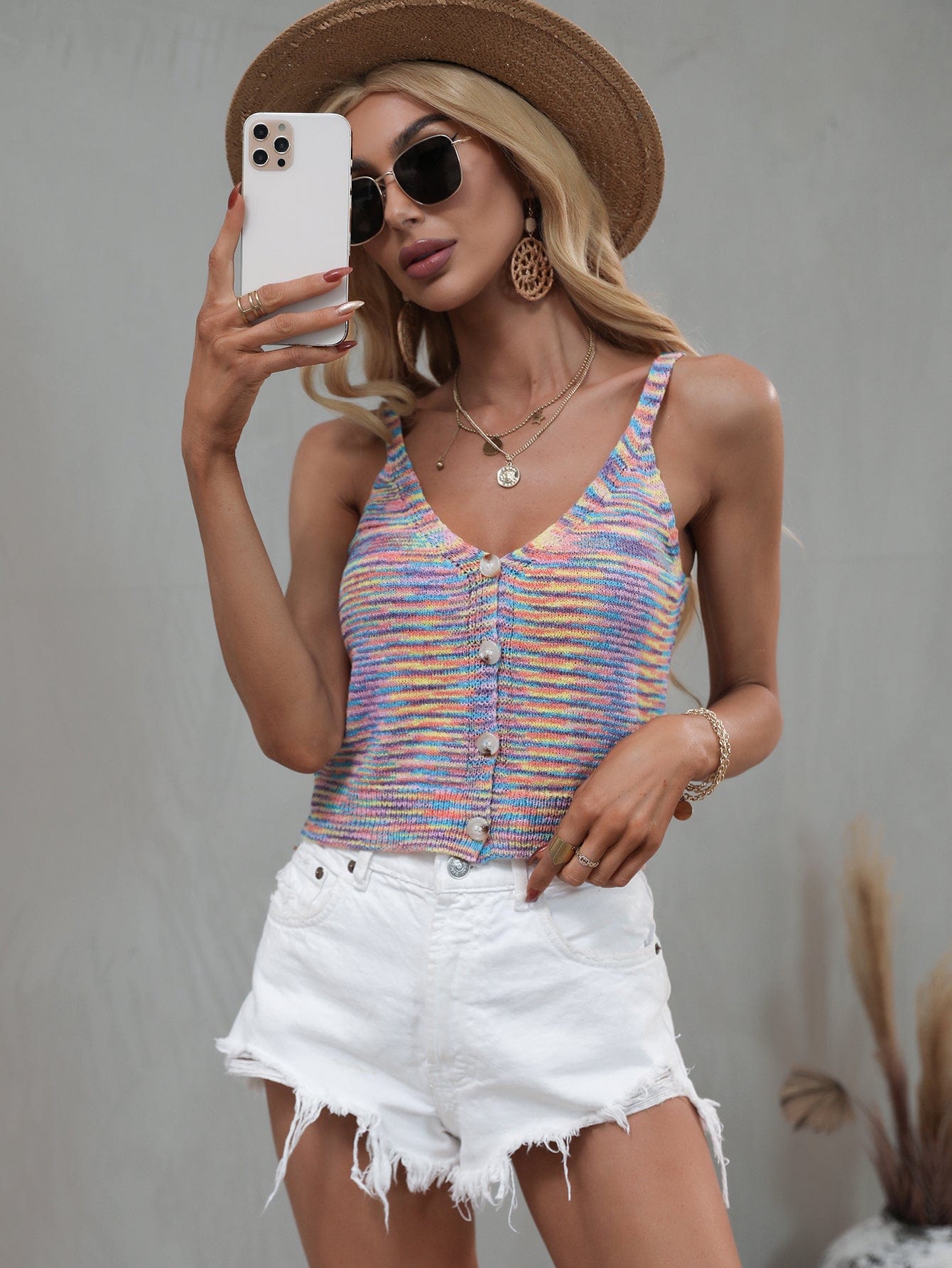 Top teñido espacial multicolor 