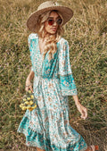 Vestido bohemio con estampado floral multicolor y escote en V