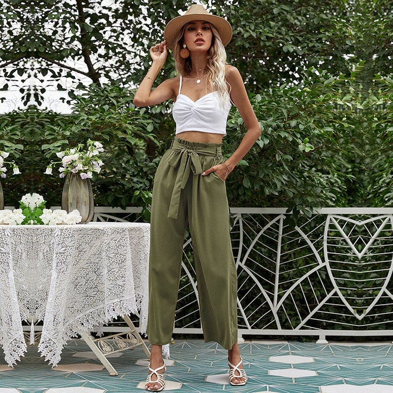 Solid Ribbon Tie Culottes