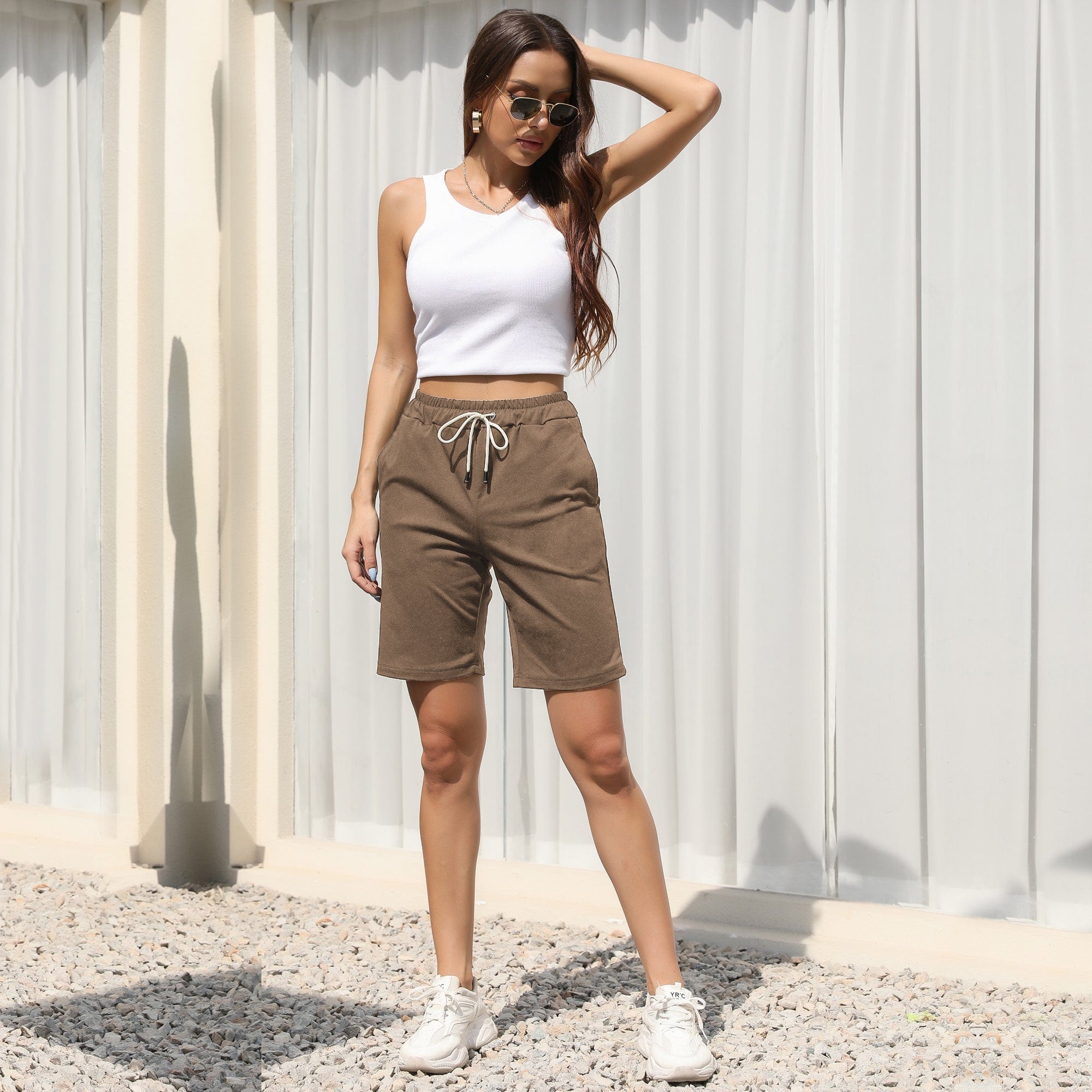 Bermudas con cordón en contraste 