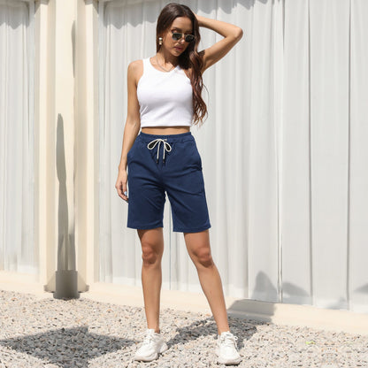 Bermudas con cordón en contraste 