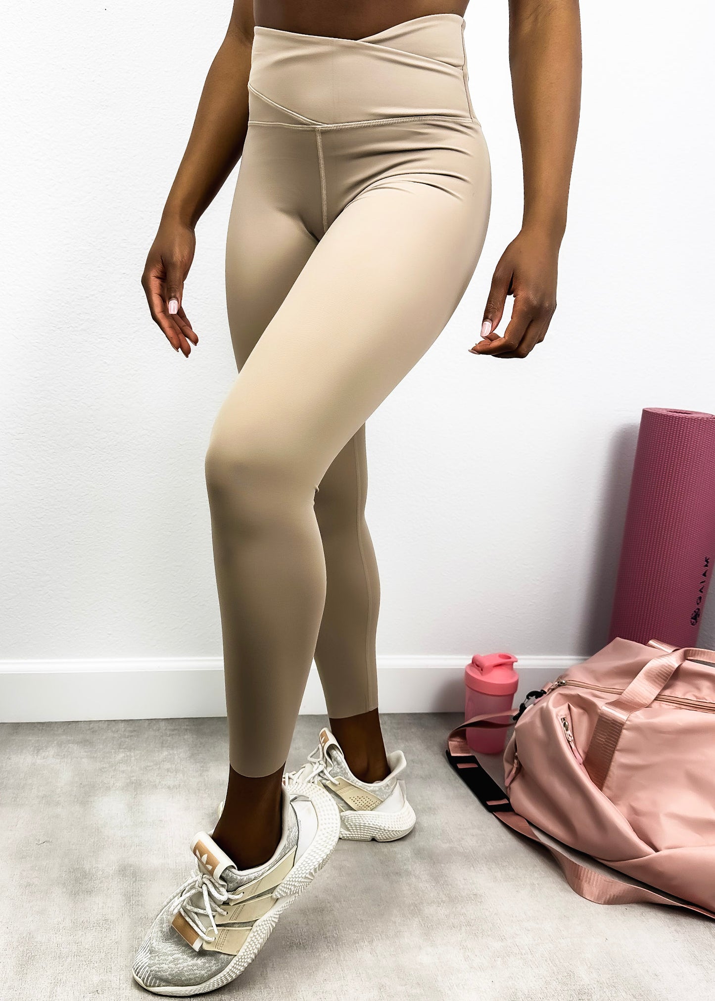 Leggings deportivos de doble capa con cintura alta y suaves y mantecosos