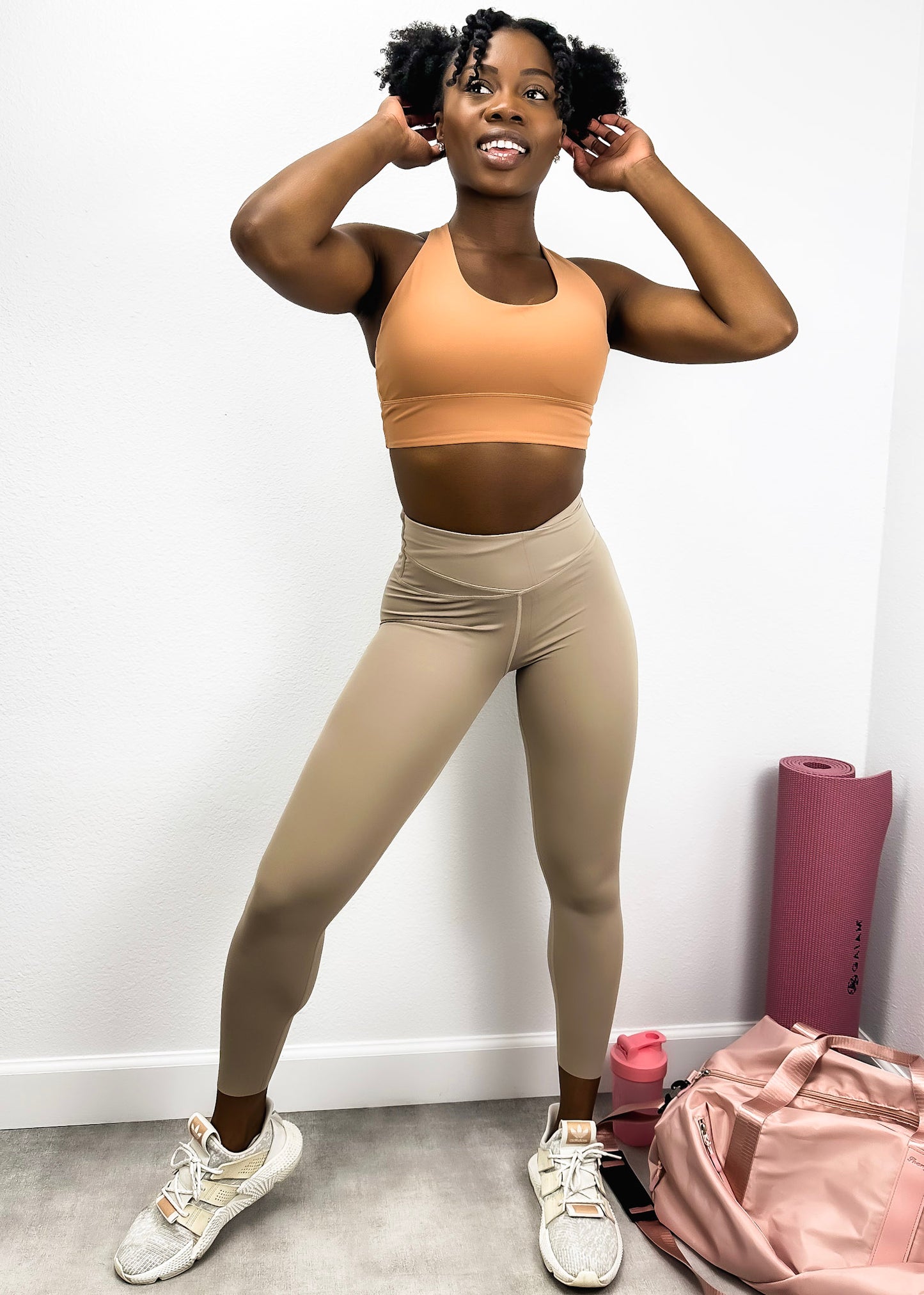 Leggings deportivos de doble capa con cintura alta y suaves y mantecosos