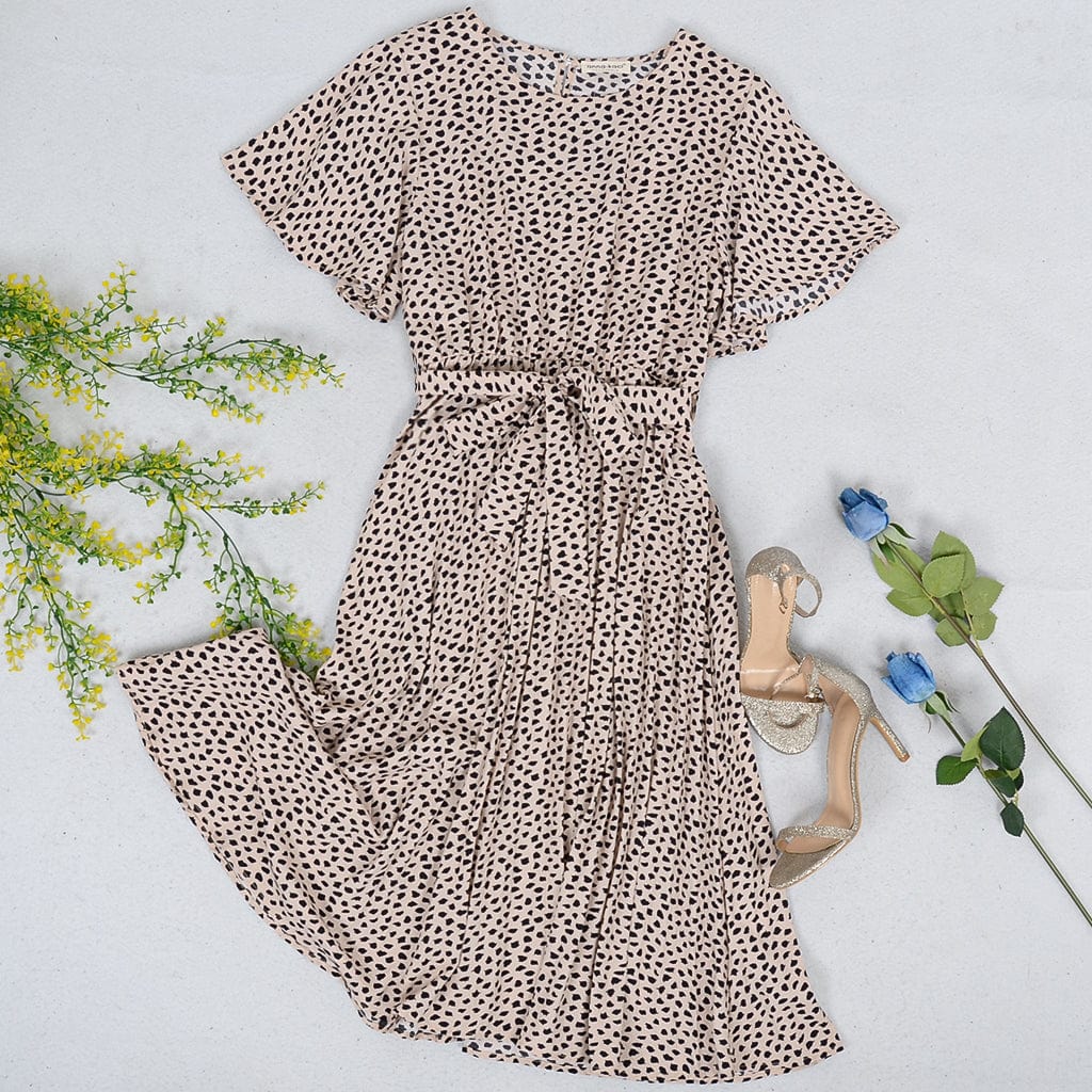 Vestido plisado con estampado de guepardo