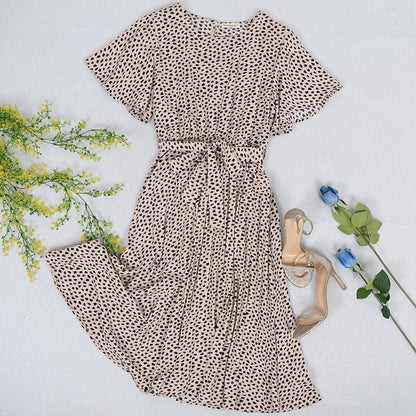 Vestido plisado con estampado de guepardo