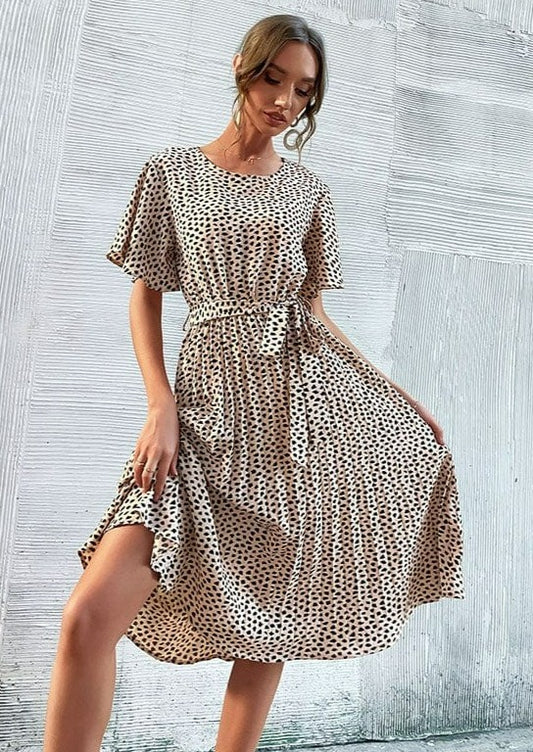 Vestido plisado con estampado de guepardo