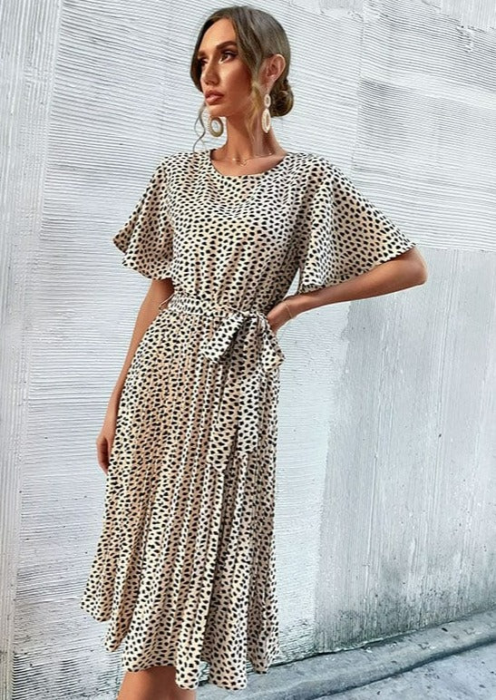 Vestido plisado con estampado de guepardo
