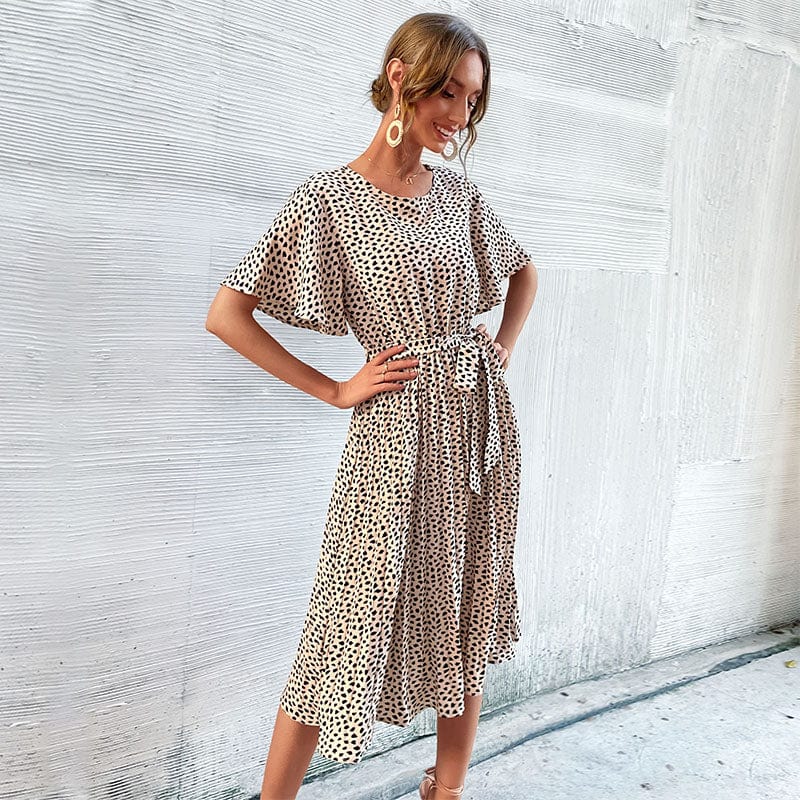 Vestido plisado con estampado de guepardo