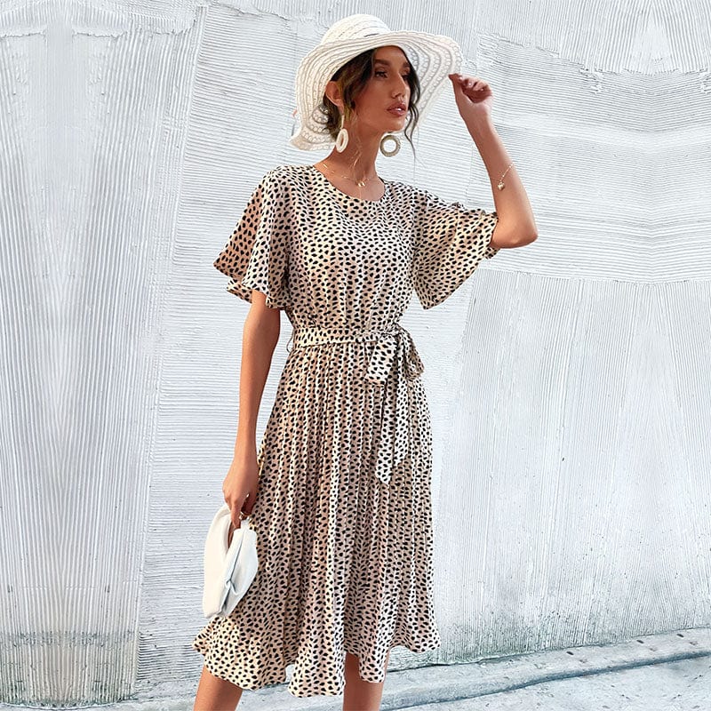 Vestido plisado con estampado de guepardo