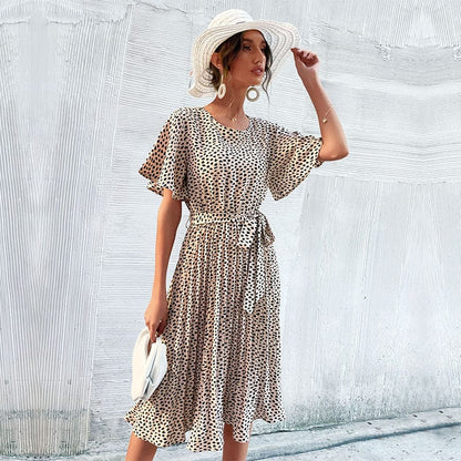 Vestido plisado con estampado de guepardo