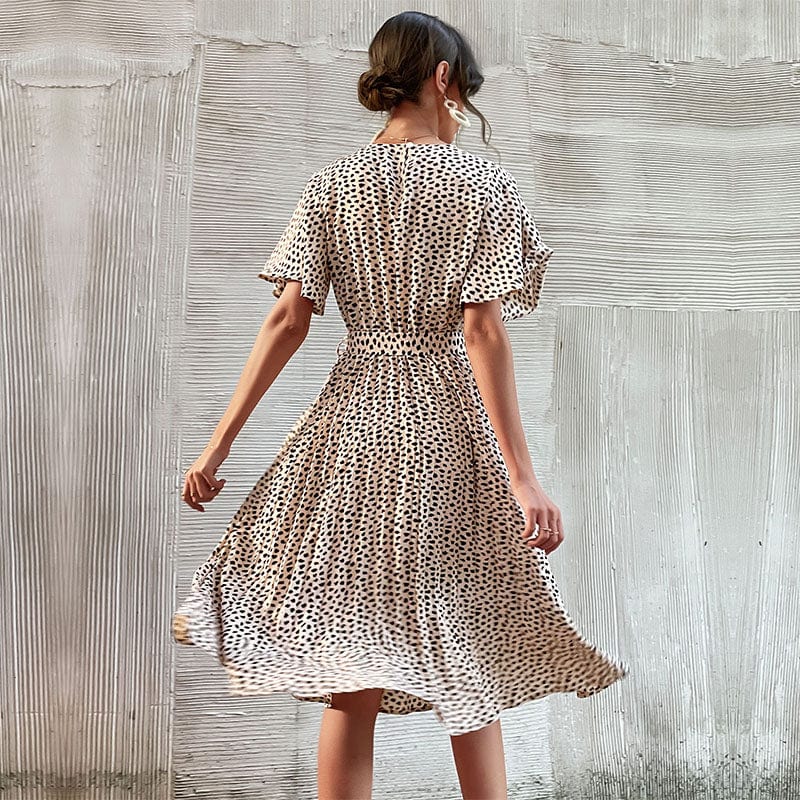 Vestido plisado con estampado de guepardo