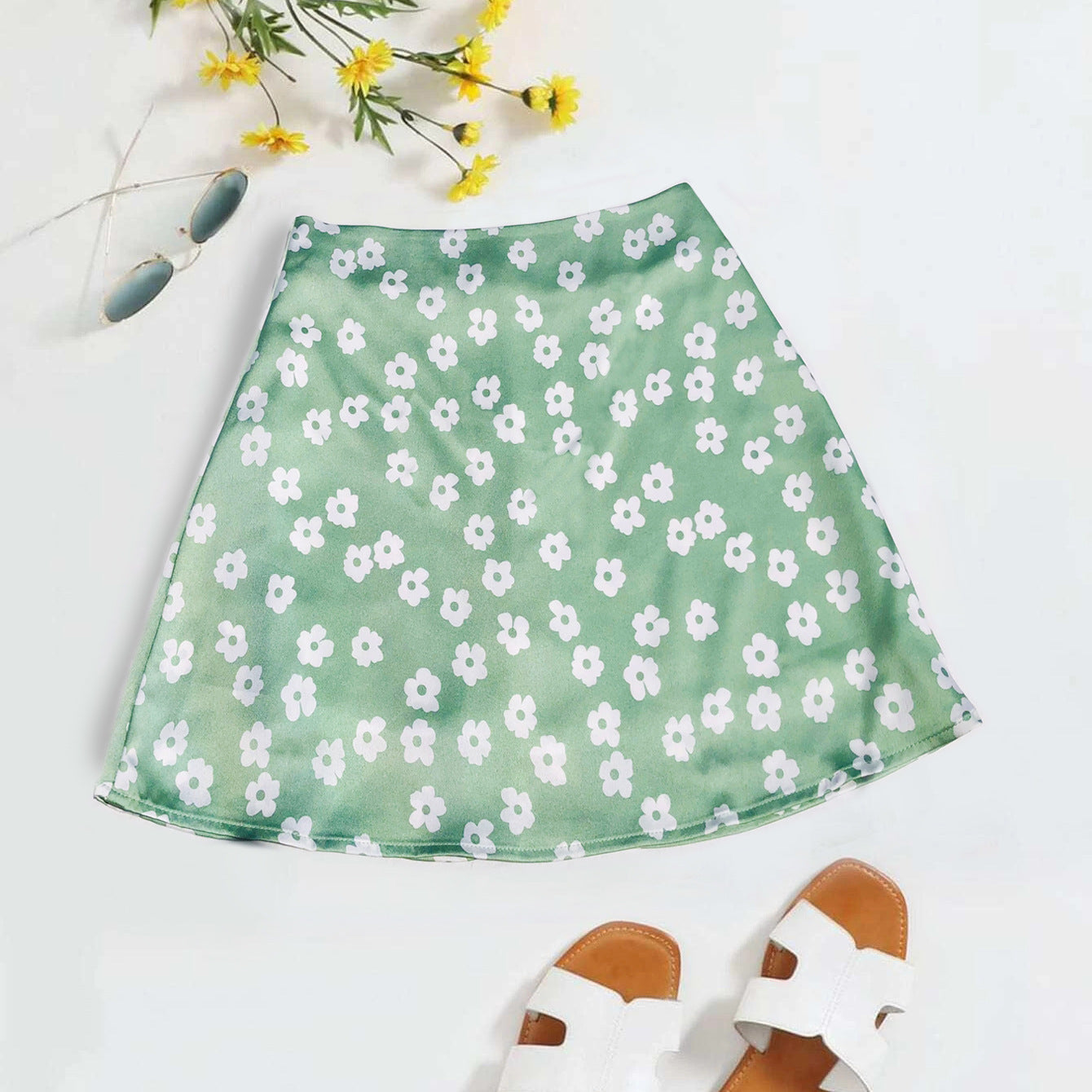 Minifalda lencero con estampado floral