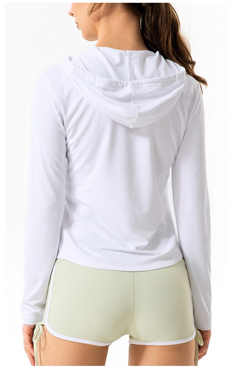 Chaqueta con capucha, cremallera y cordón ajustable, transpirable y activa