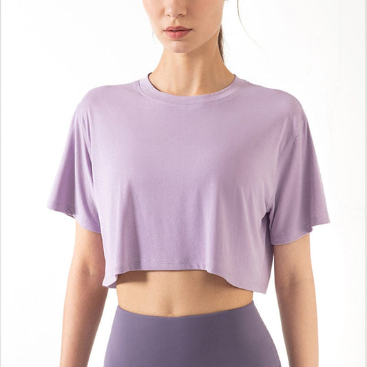 High Neck Cropped Boxy Fitness Tee