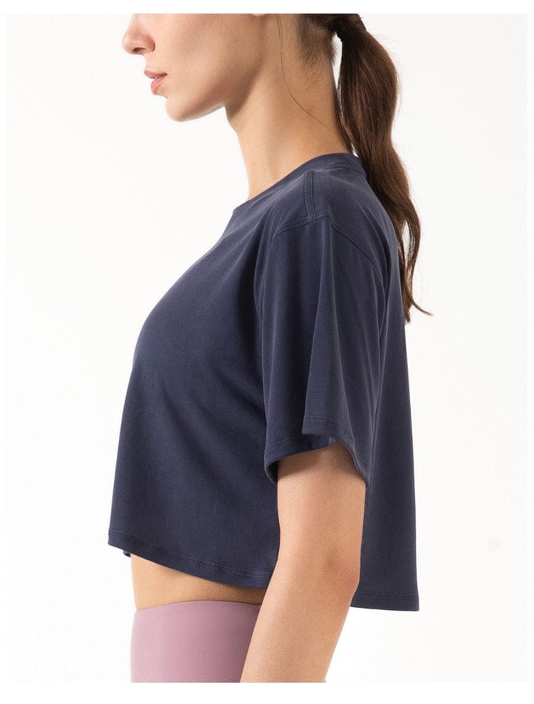 High Neck Cropped Boxy Fitness Tee