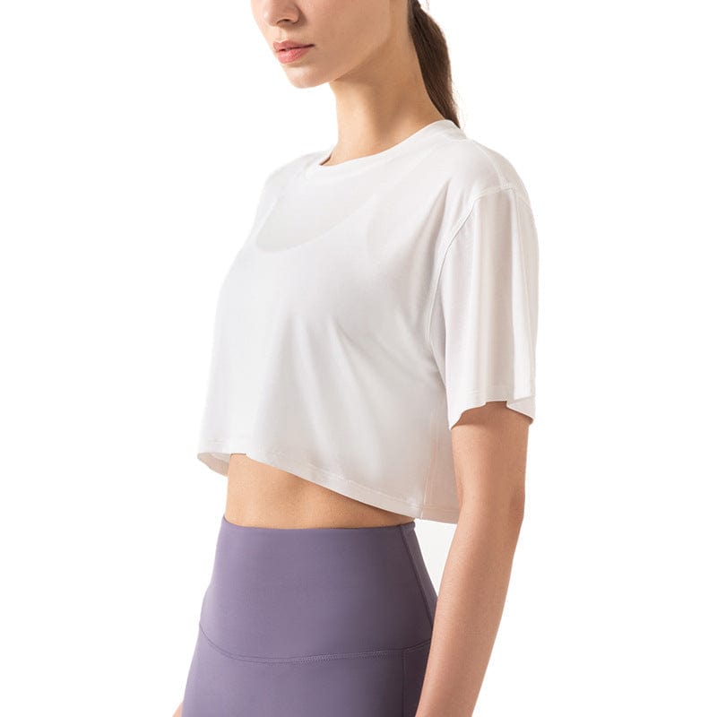High Neck Cropped Boxy Fitness Tee
