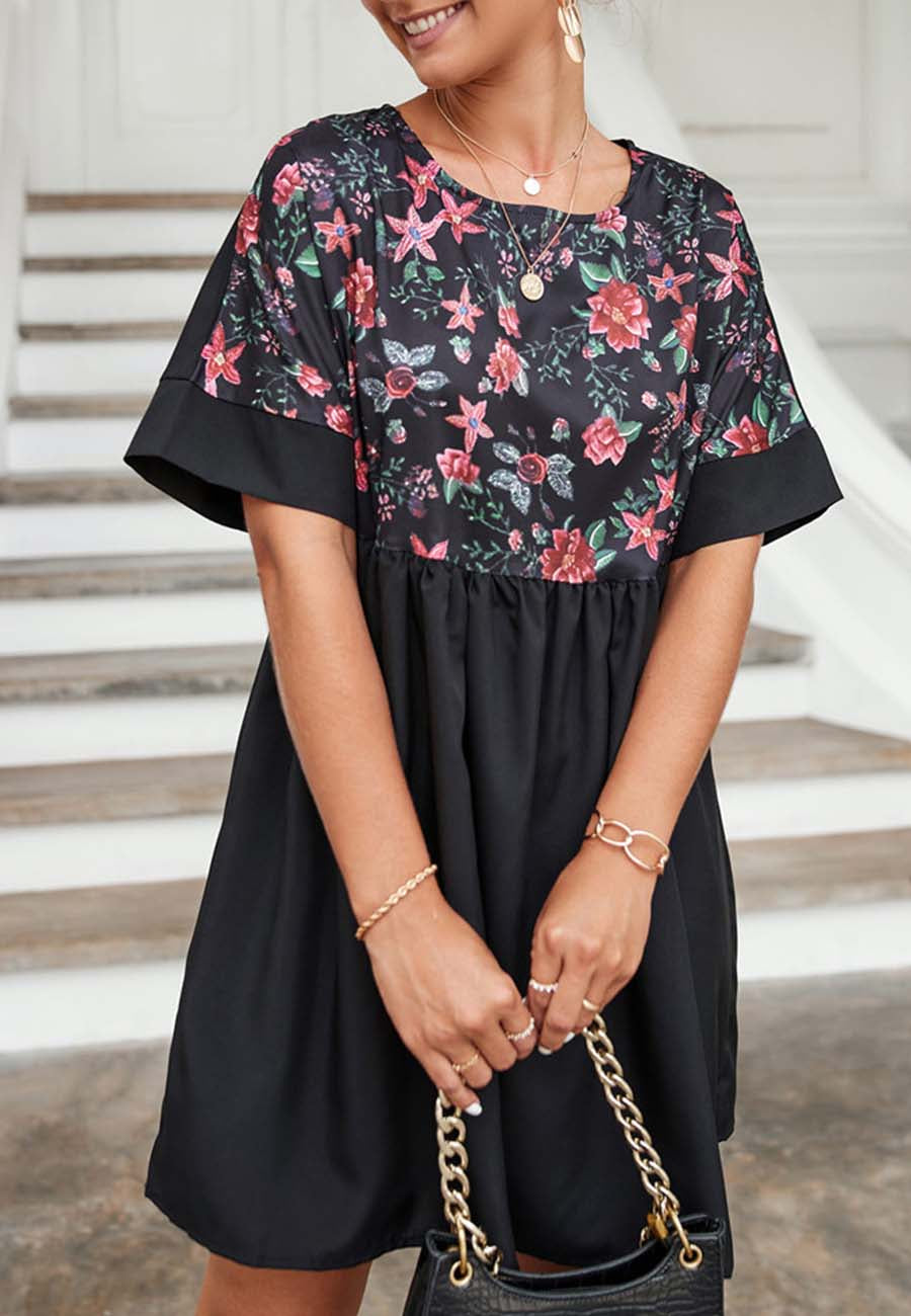 Vestido con estampado floral en dos tonos