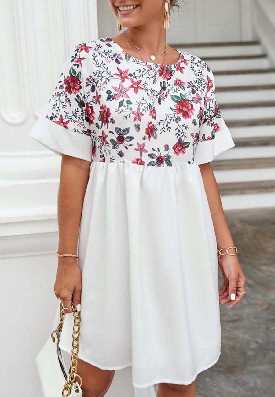 Vestido con estampado floral en dos tonos